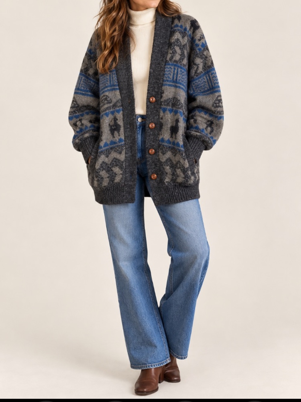Vintage 90s Rumiñahui Ecuador Wool Cardigan Sweater Rustic